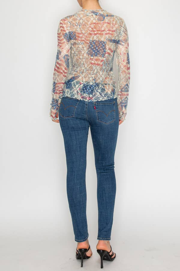 Sparkly lace top OLS-4982BG FREEDOM: FREEDOM / L