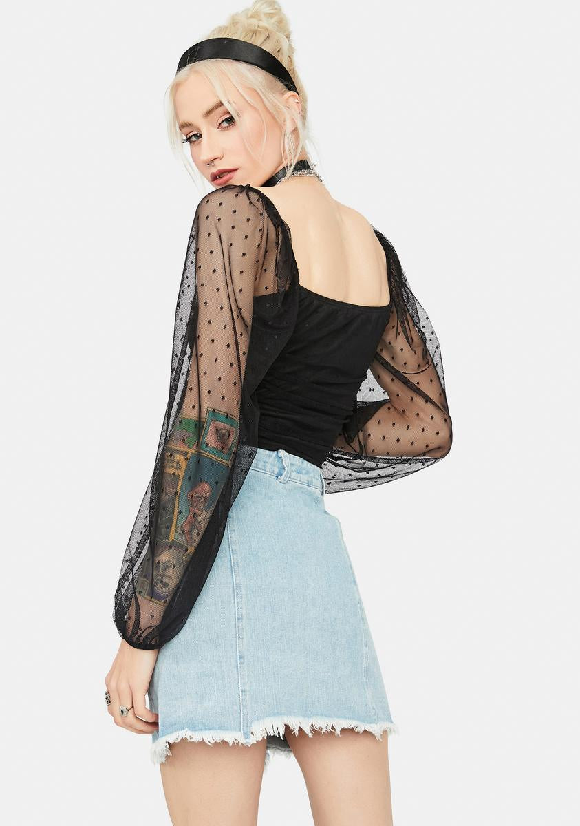 A Lotta Talk Wrap Denim Mini Skirt