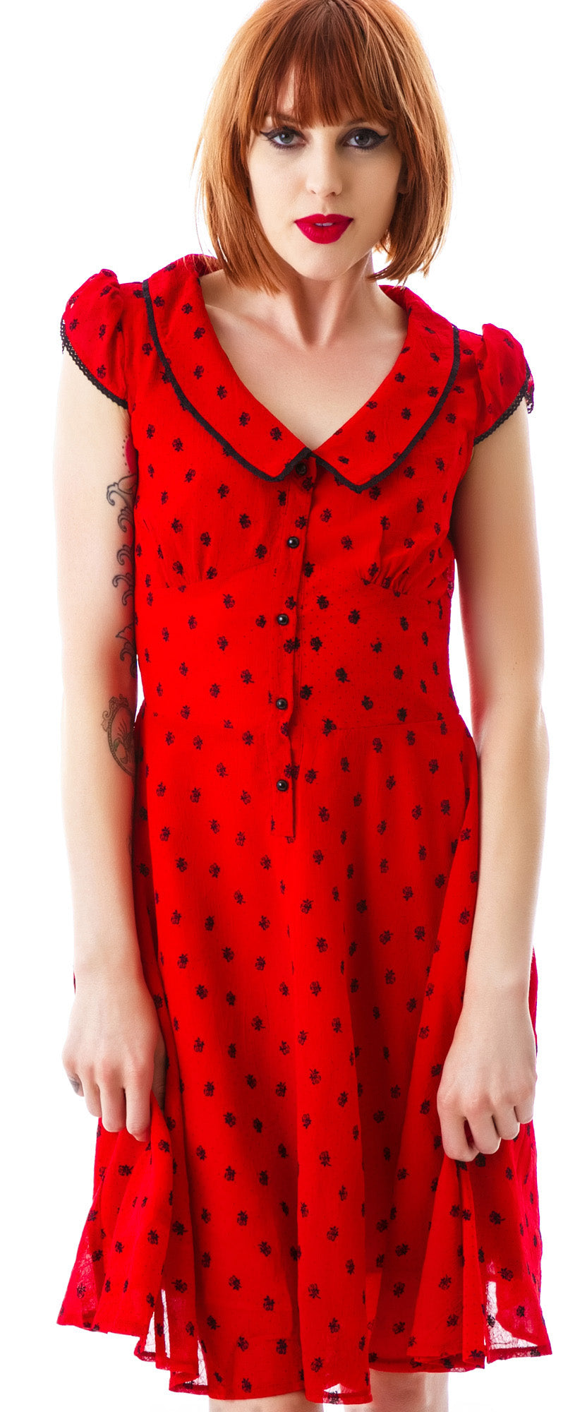 Adore Rose Dotted Chiffon Dress