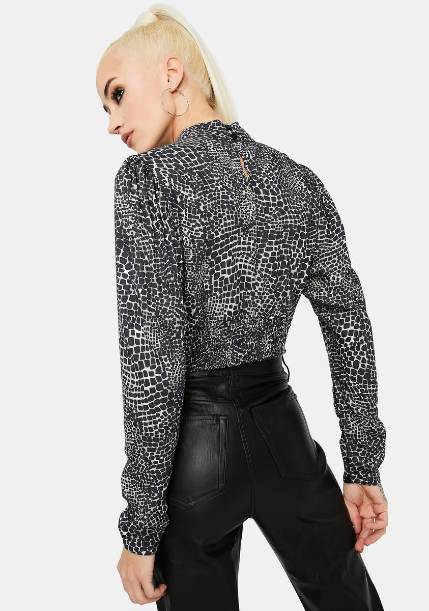 Abstract Croc Black Belovy Top