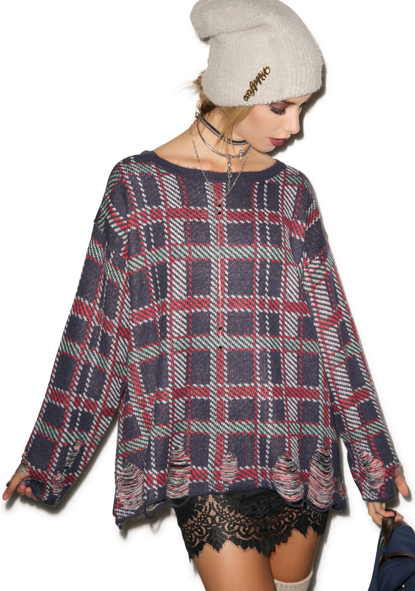 All Over Plaid Tight Knit