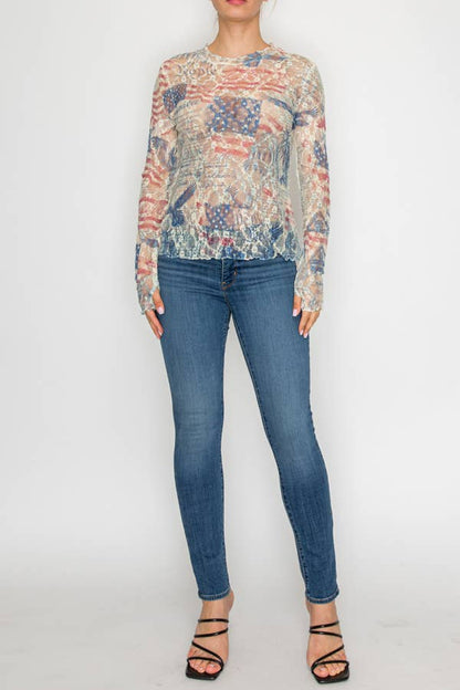 Sparkly lace top  OLS-4982BG FREEDOM: FREEDOM / L