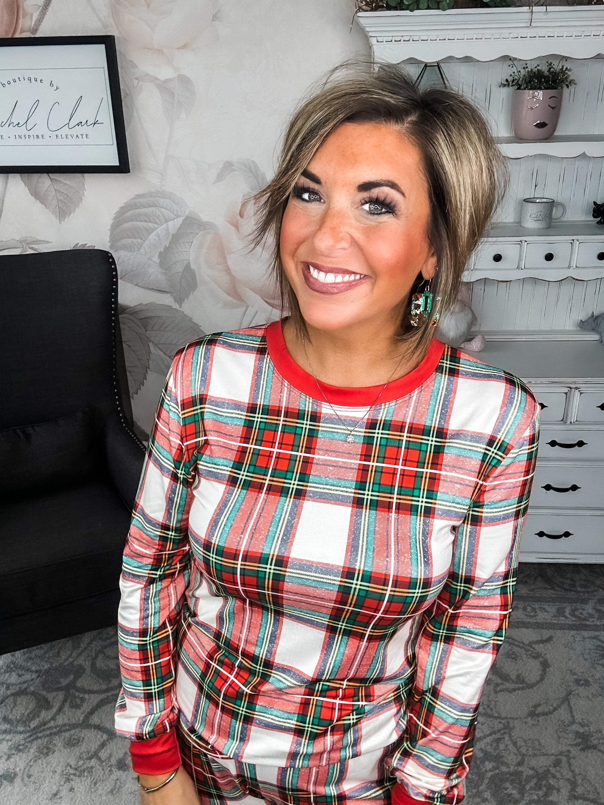 Mrs. Claus Plaid Christmas Pajamas
