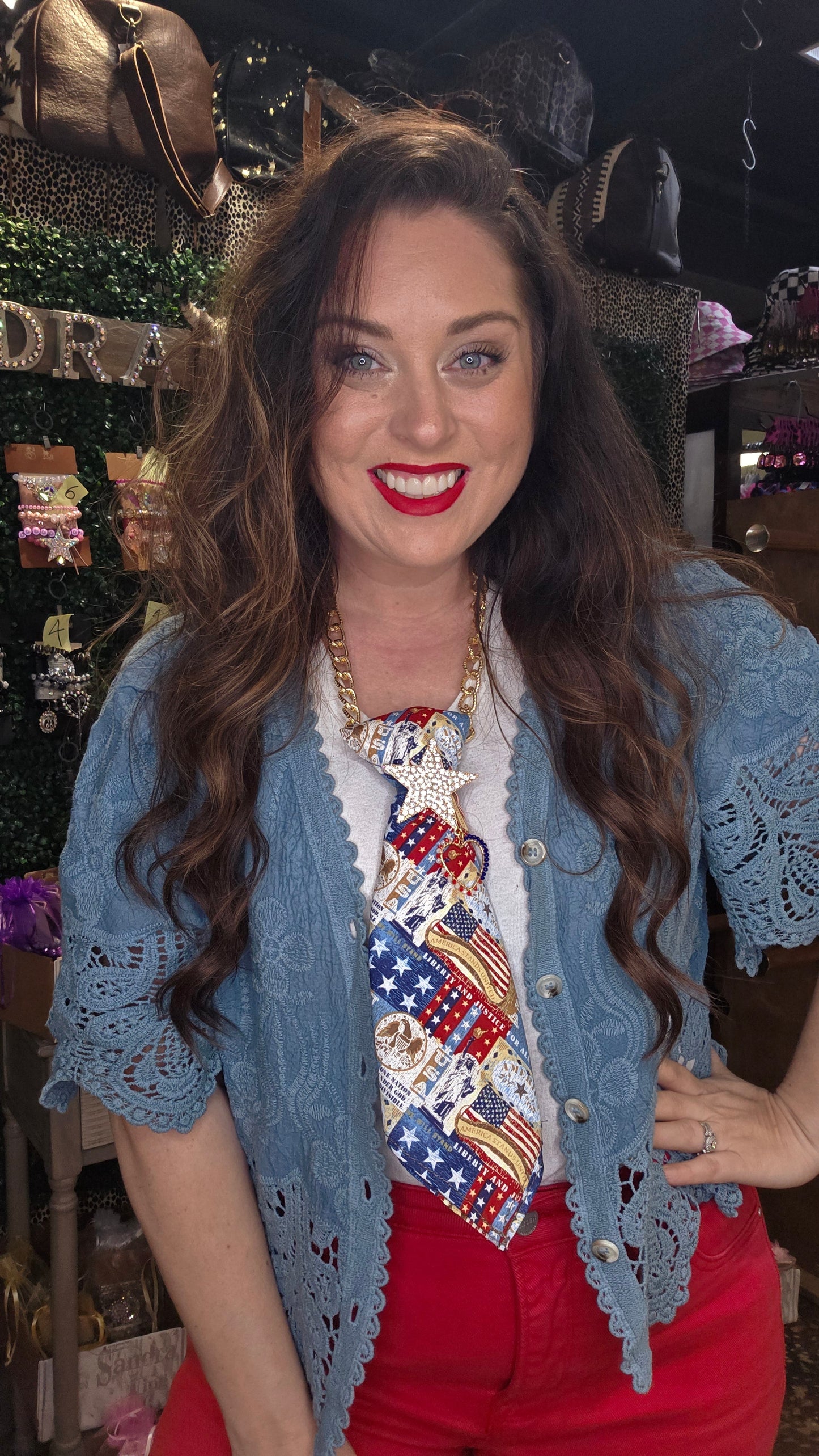 America Stands United Tie Necklace by Sandra Ling Designs