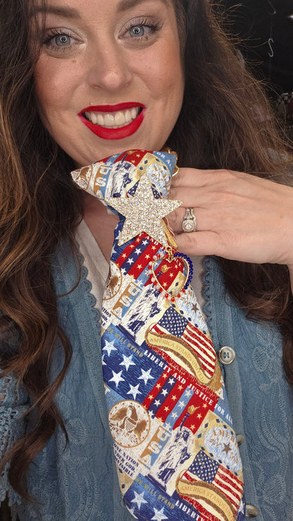 America Stands United Tie Necklace by Sandra Ling Designs