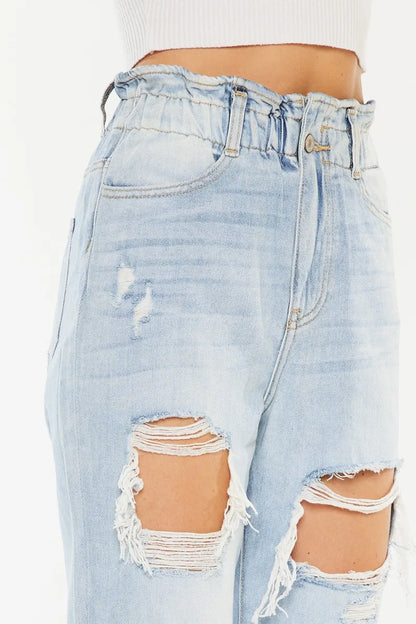 Kancan Open Pack Paperbag Mom Jeans