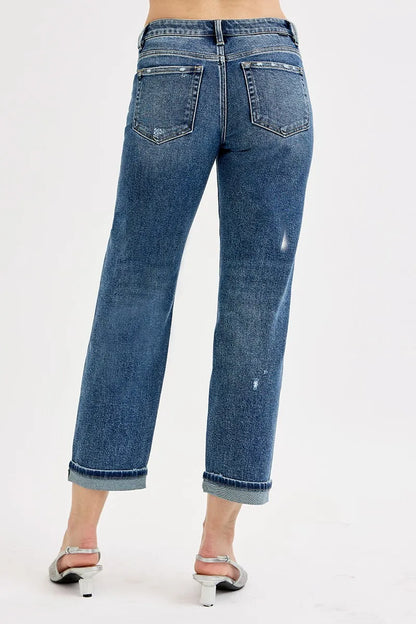 RISEN Full Size Low Rise Crop Boyfriend Jeans Plus Size