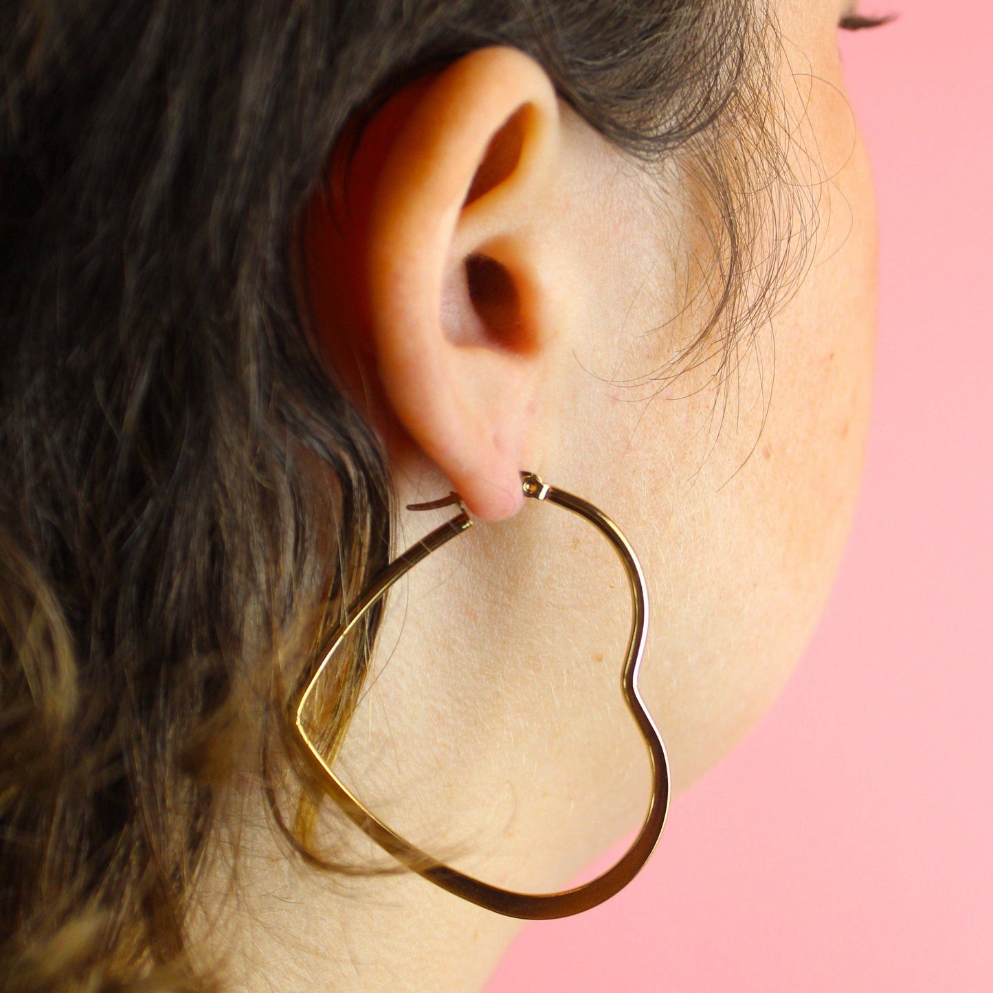 Large Heart Hoop Earrings (Gold Plated)