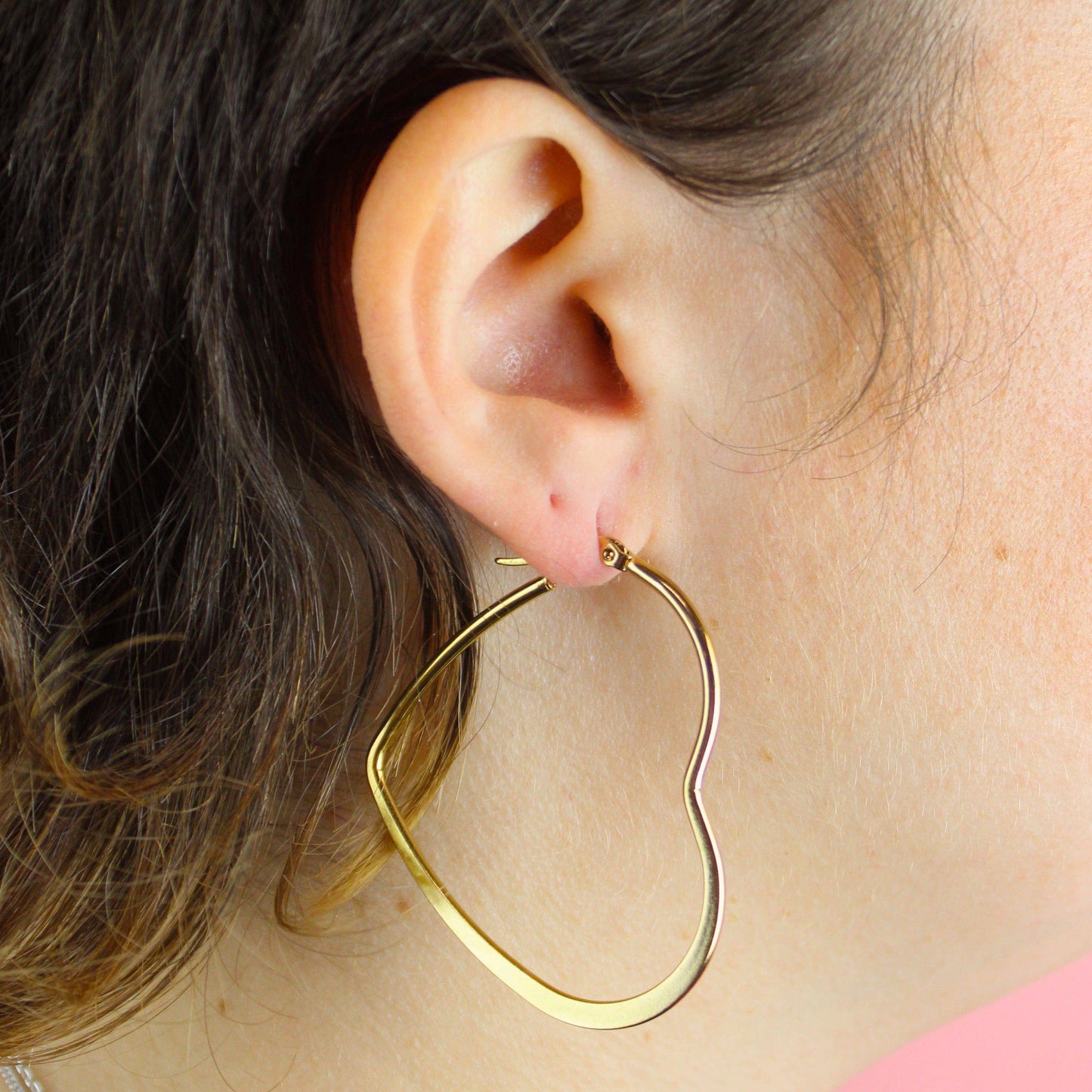 Large Heart Hoop Earrings (Gold Plated)