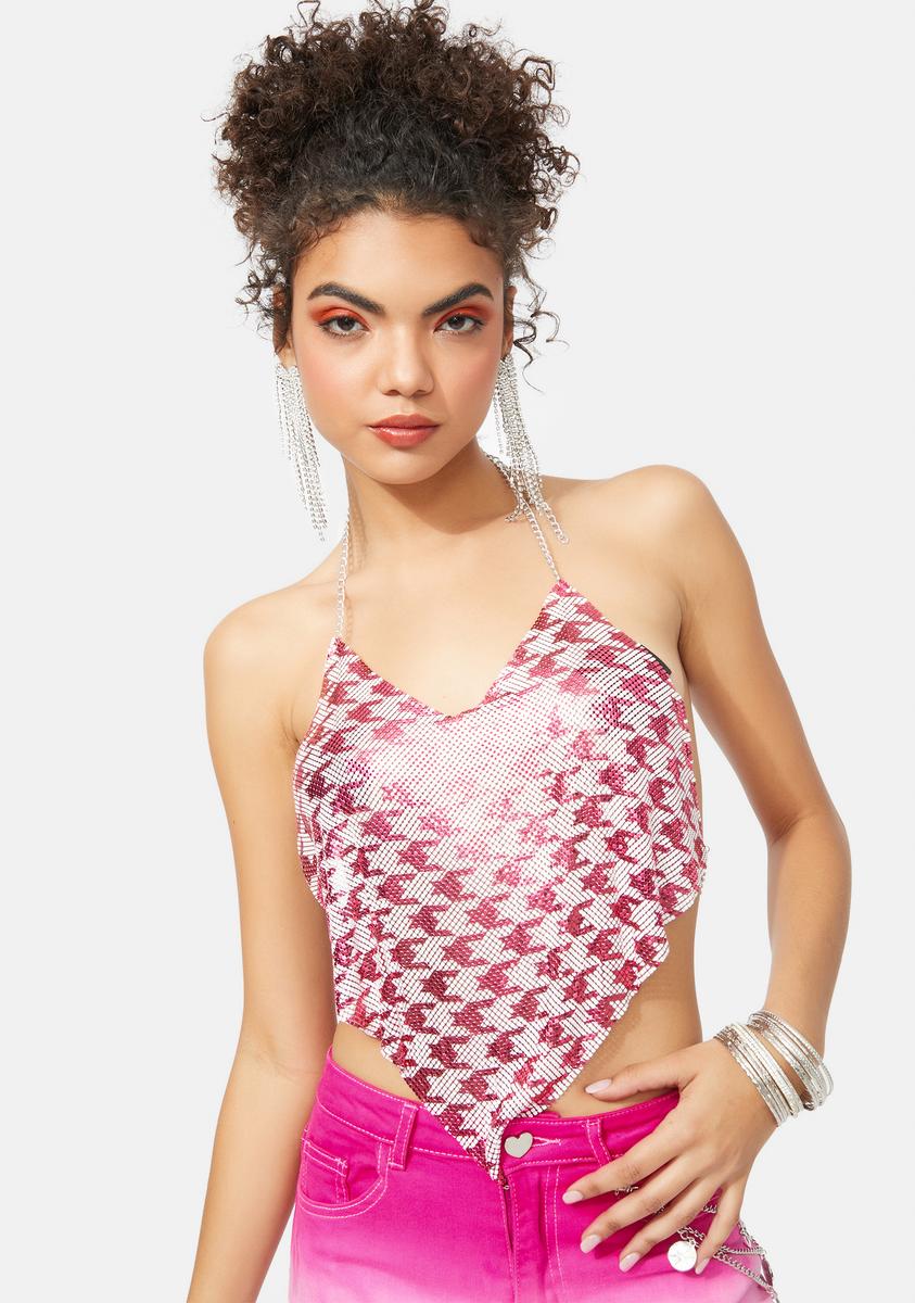 Always A Diva Houndstooth Chainmail Top