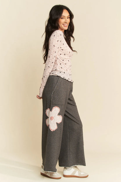 Davi & Dani Ribbon Bow Lace Hem Long Sleeve Mesh Layering Top
