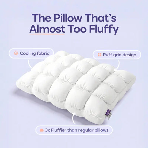 Cloud-Soft Cooling Pillow | Fluffy Puff-Grid Bed Pillow