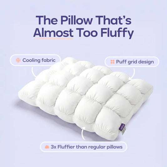 Cloud-Soft Cooling Pillow | Fluffy Puff-Grid Bed Pillow