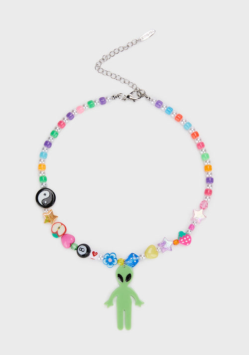 Aliens Exist Beaded Necklace