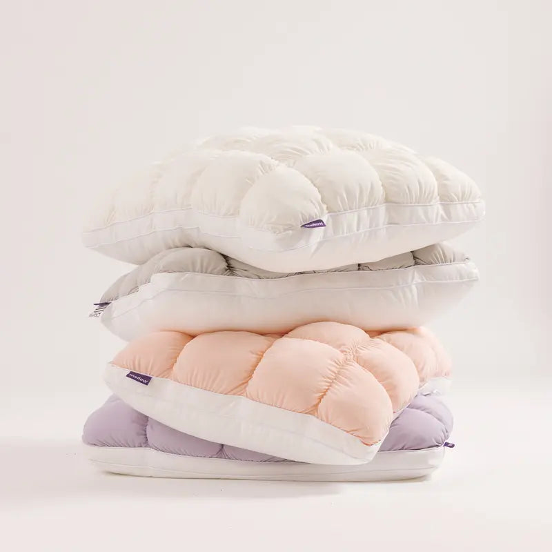 Cloud-Soft Cooling Pillow | Fluffy Puff-Grid Bed Pillow