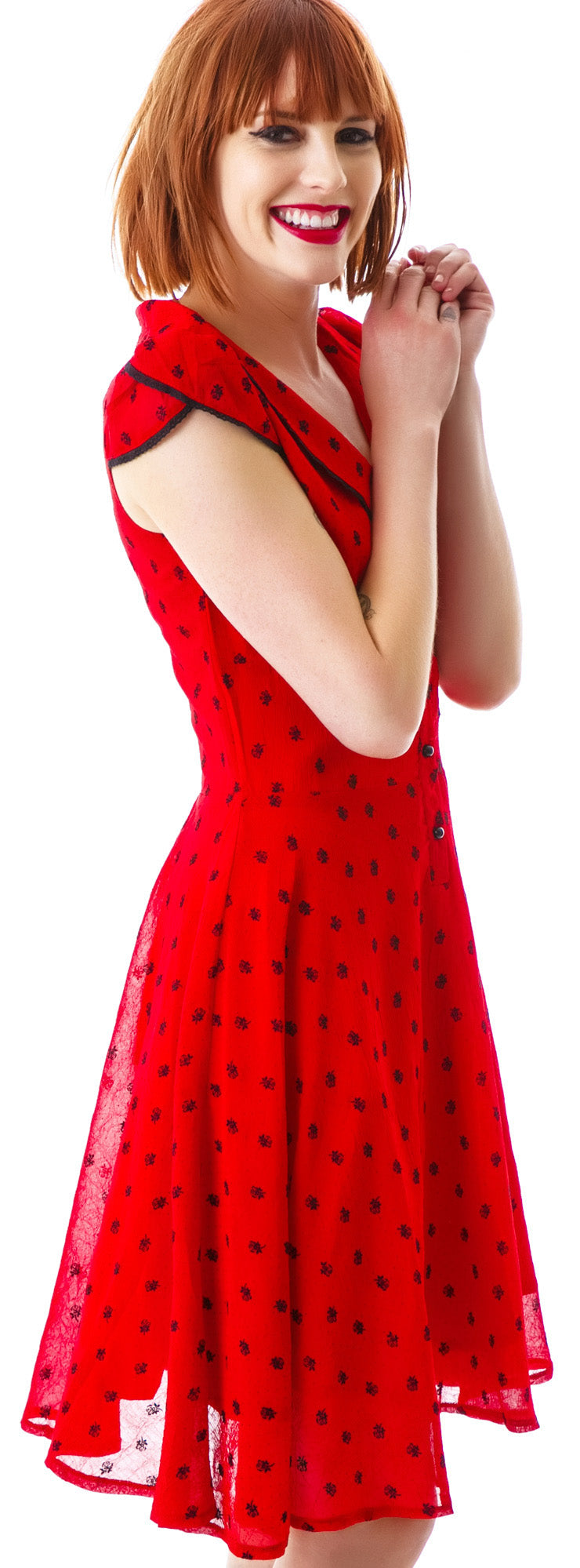 Adore Rose Dotted Chiffon Dress