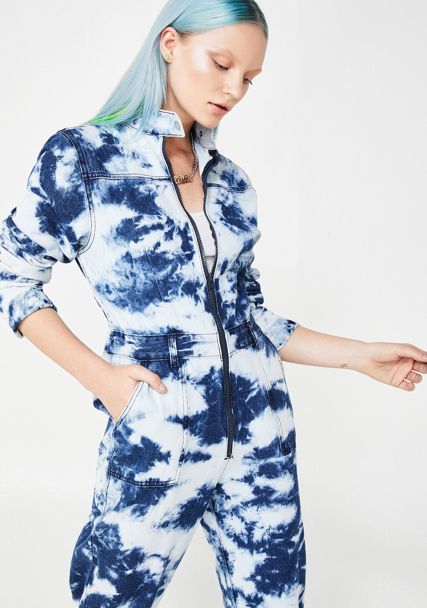 Acid Wash Blue Denim Boilersuit