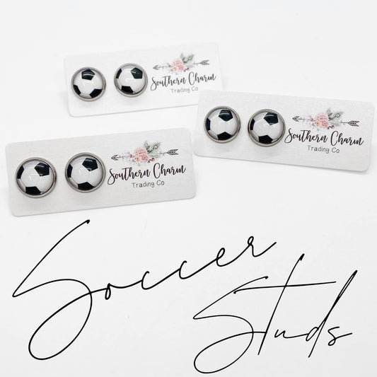 Mini 8mm Soccer Stud Earrings