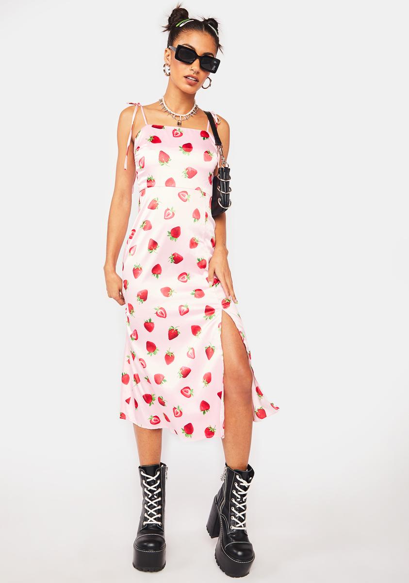 90's Strawberry Satin Dress