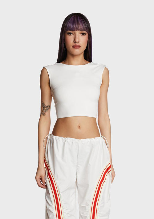 Abstract Muse Crop Top - White