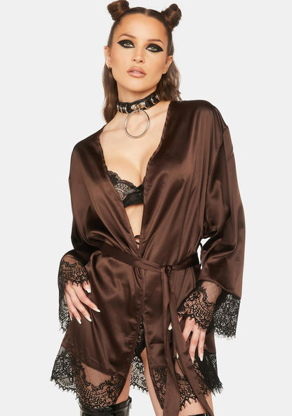 Alaia Chocolate Brown Caged Kimono
