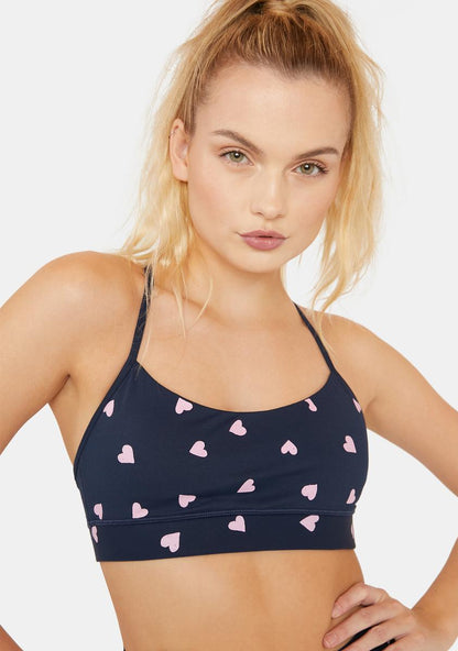 All Over Hearts Support Sports Bra