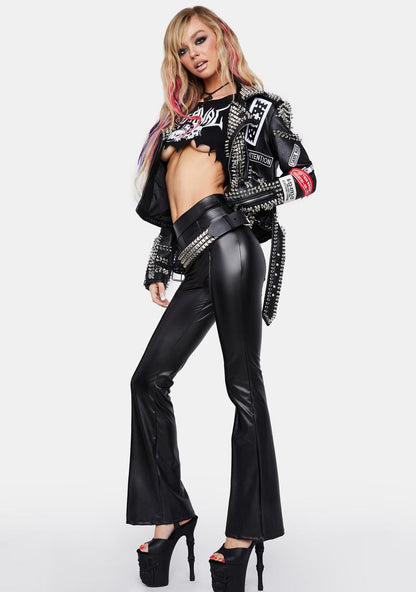 Always Bad Vegan Leather Flare Pants
