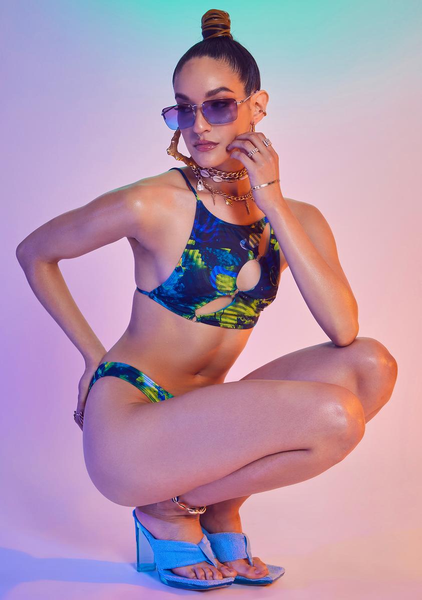 Abstract Burn Print Recycled Bikini Top
