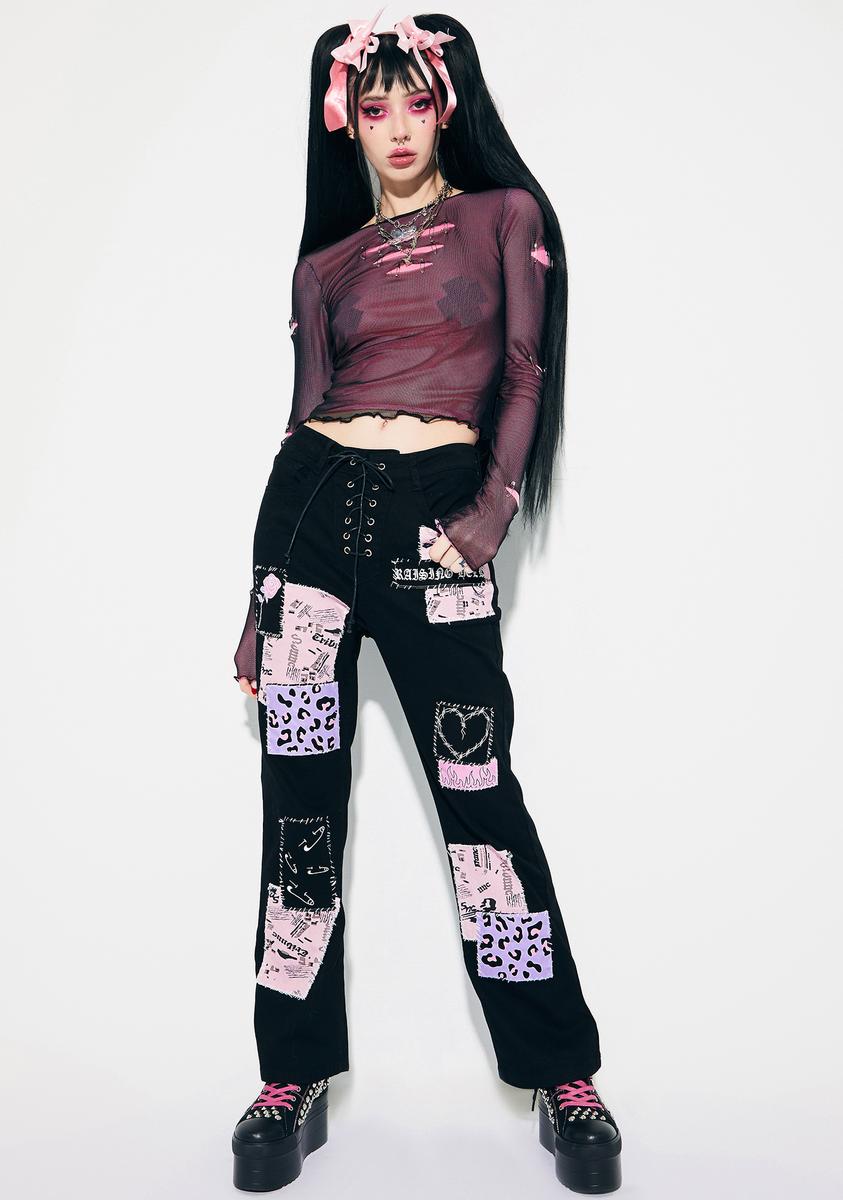 About A Goth Mesh Overlay Top