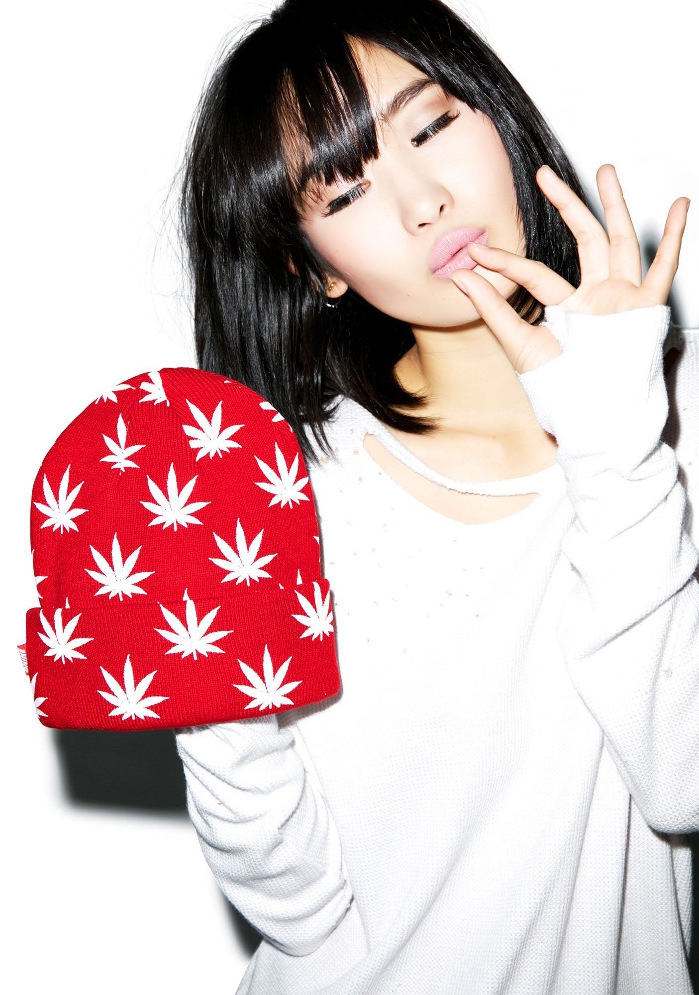 All Over Mary Jane Beanie - Red