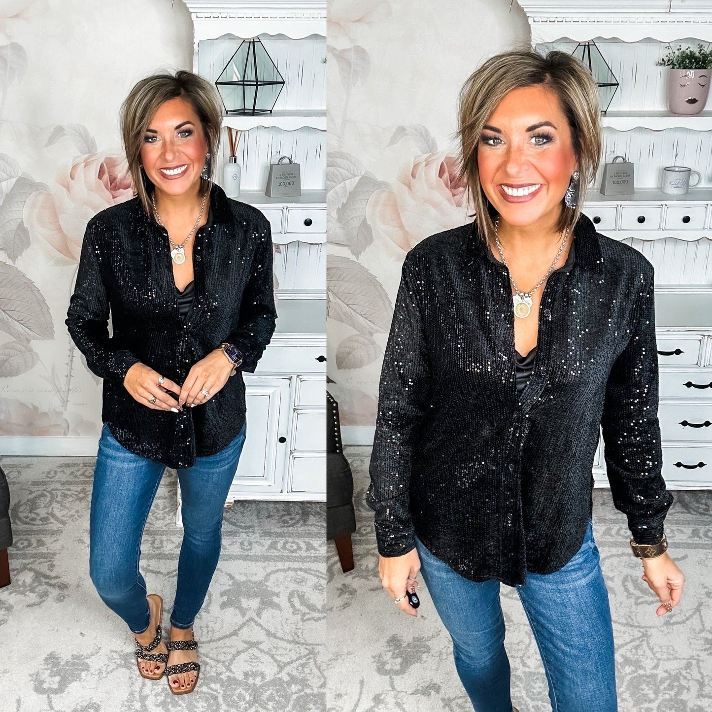 Just For Tonight Button Down - Black