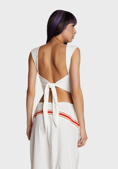 Abstract Muse Crop Top - White
