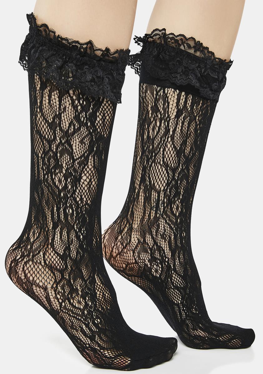 All Over Lace Ruffle Crew Socks