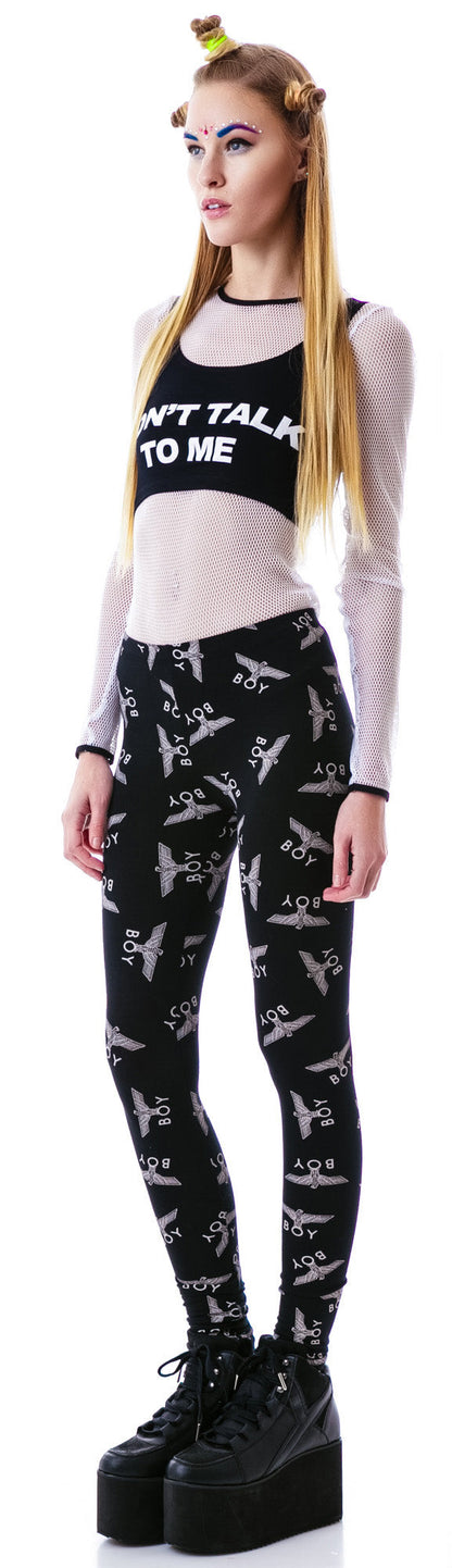 Allover Eagle BOY Standard Leggings - Black