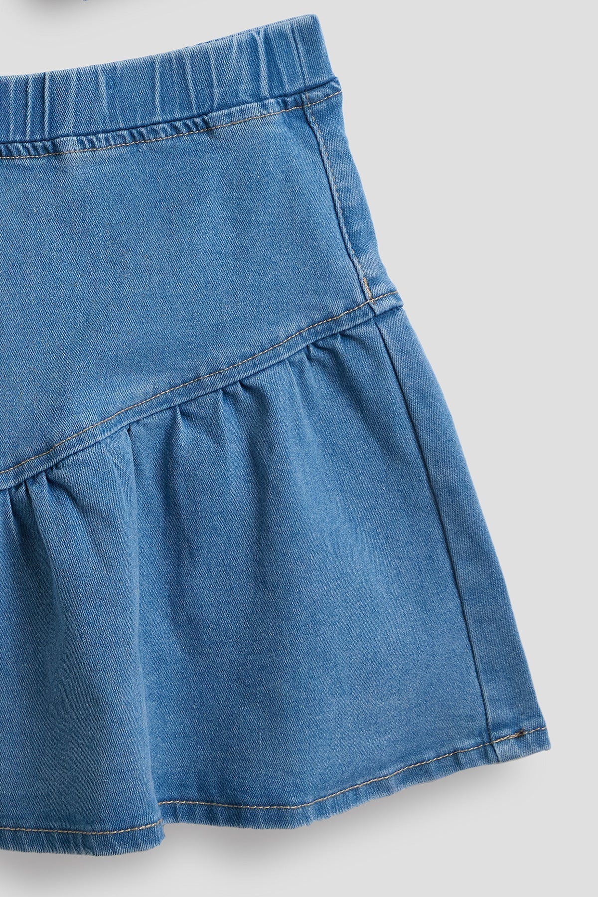 Girls Denim Vest & Ruffle Skirt Set