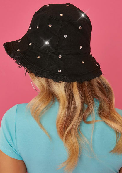 Acting Innocent Rhinestone Bucket Hat
