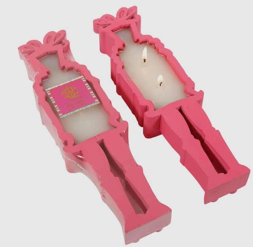Berries & Balsam Pink Wooden Nutcracker Dough Bowl Candle