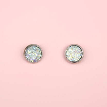 Iridescent Druzy Stud Earrings