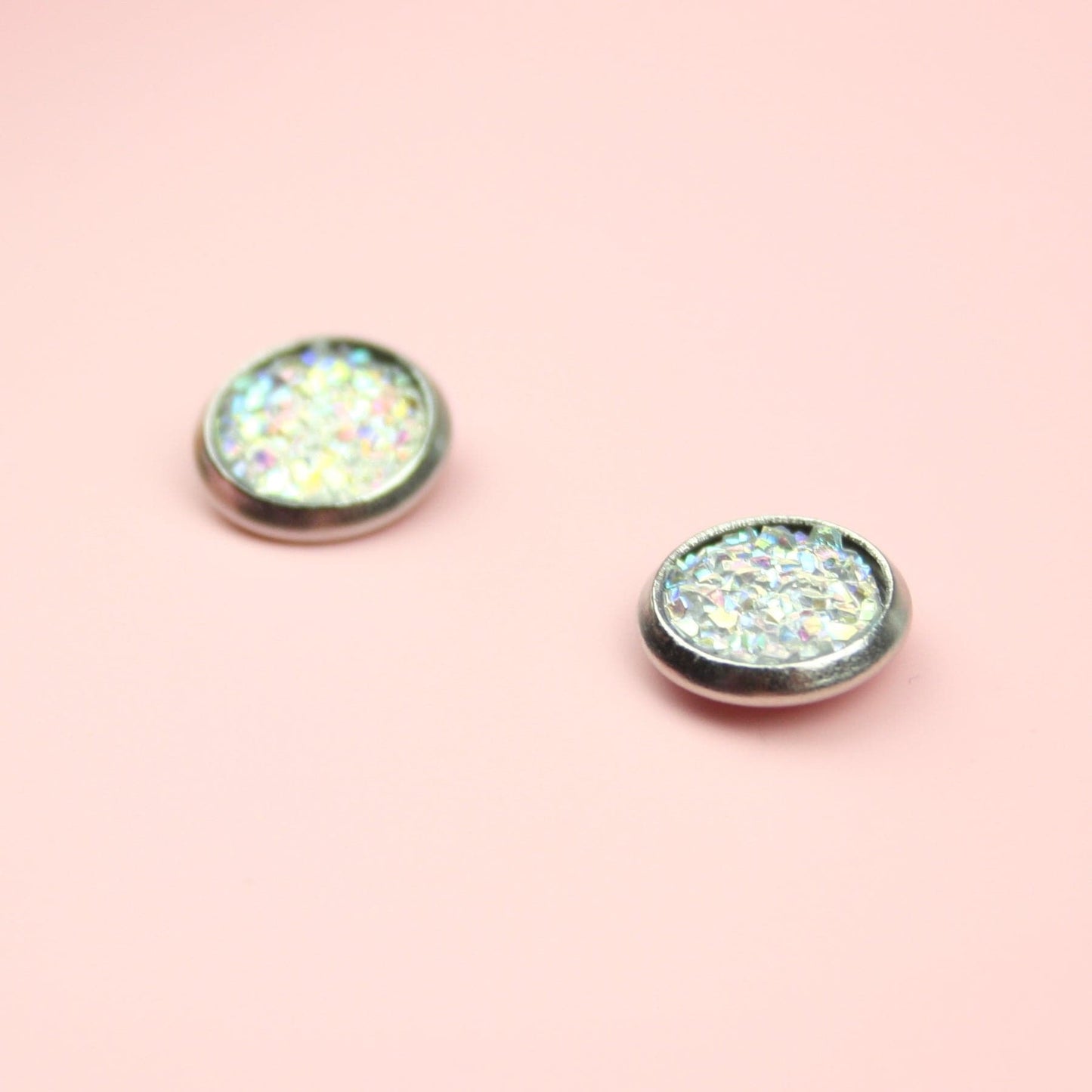 Iridescent Druzy Stud Earrings