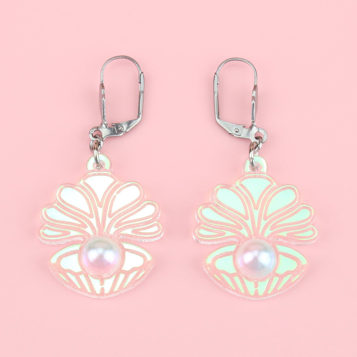 Iridescent Clam Shell Earrings