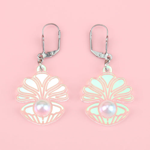 Iridescent Clam Shell Earrings