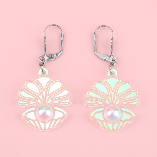 Iridescent Clam Shell Earrings