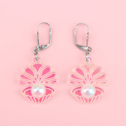Iridescent Clam Shell Earrings