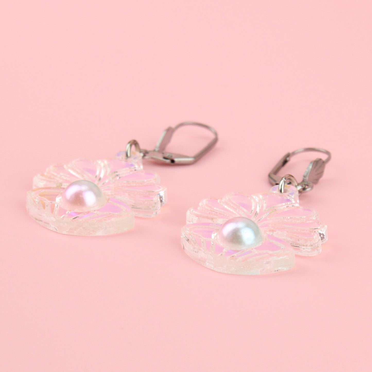 Iridescent Clam Shell Earrings