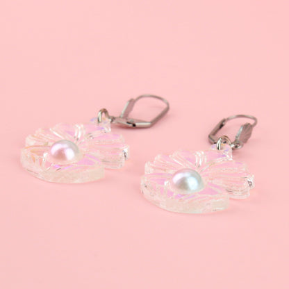 Iridescent Clam Shell Earrings