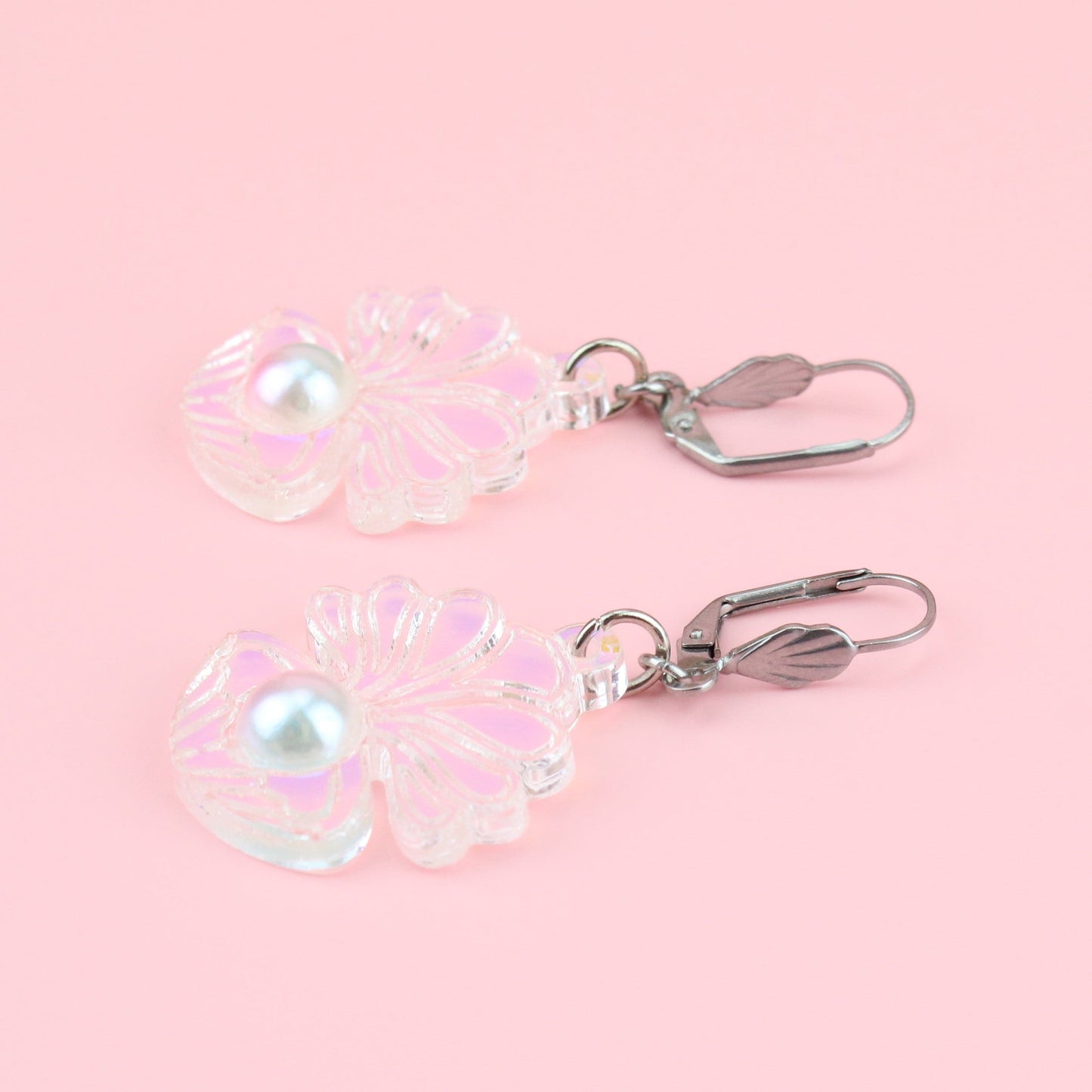 Iridescent Clam Shell Earrings