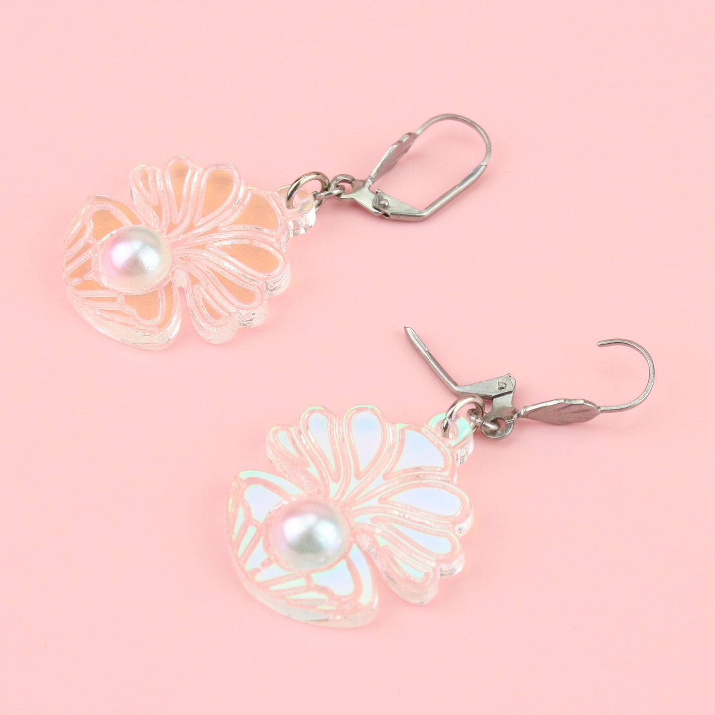 Iridescent Clam Shell Earrings