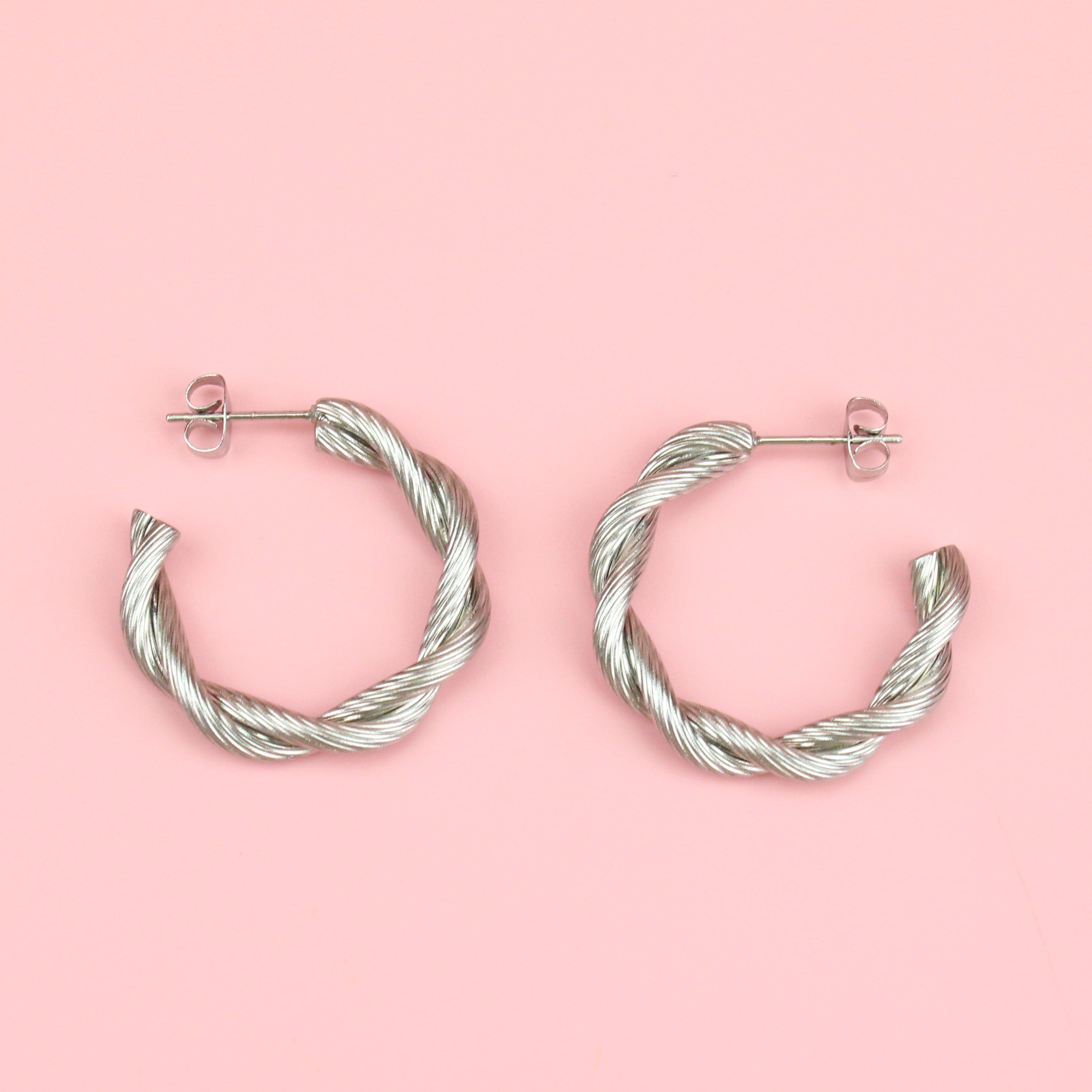 Knotted Steel Hoop Earrings