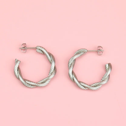 Knotted Steel Hoop Earrings