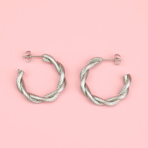 Knotted Steel Hoop Earrings